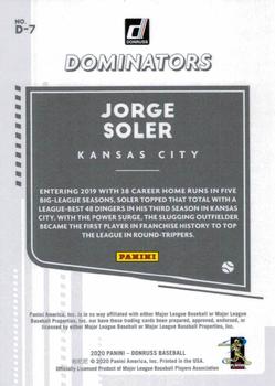 2020 Donruss - Dominators #D-7 Jorge Soler Back