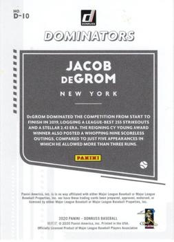 2020 Donruss - Dominators Diamond #D-10 Jacob deGrom Back