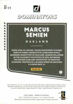 2020 Donruss - Dominators Diamond #D-13 Marcus Semien Back