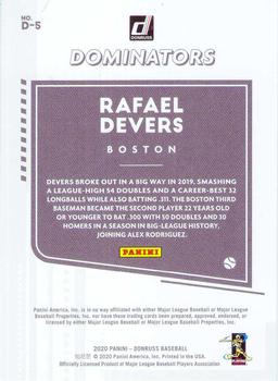 2020 Donruss - Dominators Rapture #D-5 Rafael Devers Back