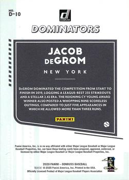 2020 Donruss - Dominators Vector #D-10 Jacob deGrom Back