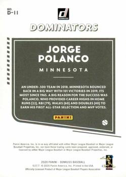 2020 Donruss - Dominators Vector #D-11 Jorge Polanco Back
