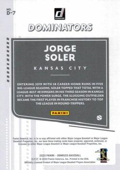 2020 Donruss - Dominators Blue #D-7 Jorge Soler Back