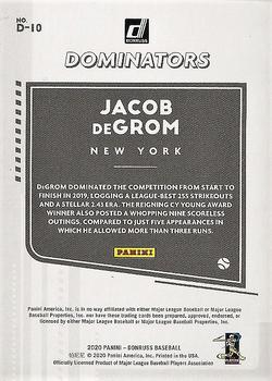 2020 Donruss - Dominators Red #D-10 Jacob deGrom Back
