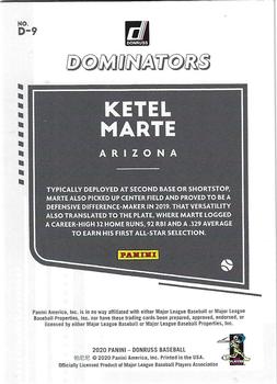2020 Donruss - Dominators Gold #D-9 Ketel Marte Back