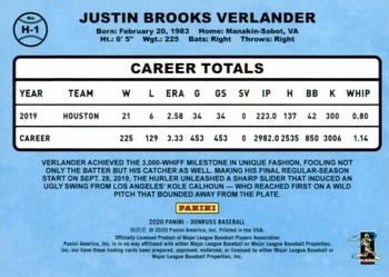2020 Donruss - Highlights Diamond #H-1 Justin Verlander Back