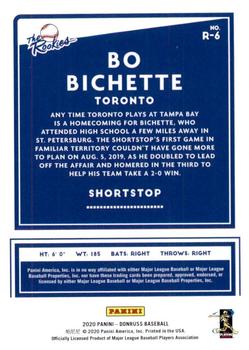 2020 Donruss - The Rookies #R-6 Bo Bichette Back