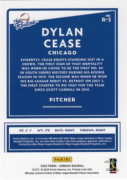 2020 Donruss - The Rookies Vector #R-2 Dylan Cease Back