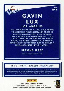 2020 Donruss - The Rookies Red #R-8 Gavin Lux Back