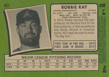 2020 Topps Heritage - White #431 Robbie Ray Back