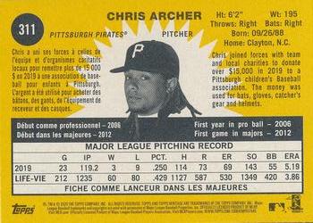 2020 Topps Heritage - French #311 Chris Archer Back