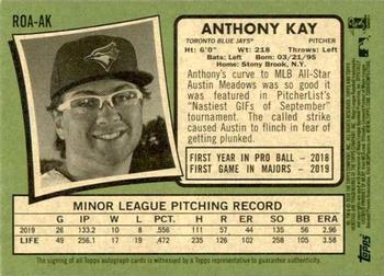 2020 Topps Heritage - Real One Autographs #ROA-AK Anthony Kay Back