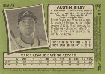 2020 Topps Heritage - Real One Autographs #ROA-AR Austin Riley Back