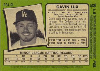 2020 Topps Heritage - Real One Autographs #ROA-GL Gavin Lux Back