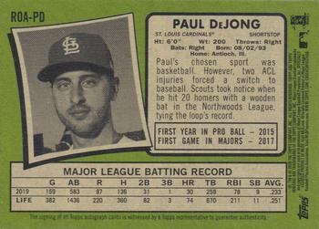 2020 Topps Heritage - Real One Autographs #ROA-PD Paul DeJong Back