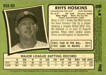 2020 Topps Heritage - Real One Autographs #ROA-RH Rhys Hoskins Back