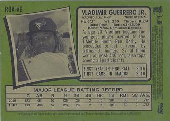 2020 Topps Heritage - Real One Autographs Special Edition Red Ink #ROA-VG Vladimir Guerrero Jr. Back