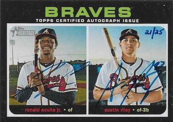 2020 Topps Heritage - Real One Dual Autographs #RODA-AR Austin Riley / Ronald Acuna Jr. Front