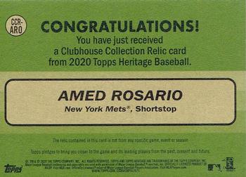 2020 Topps Heritage - Clubhouse Collection Relics #CCR-ARO Amed Rosario Back