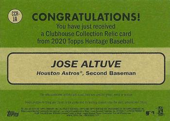 2020 Topps Heritage - Clubhouse Collection Relics #CCR-JA Jose Altuve Back