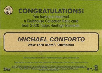 2020 Topps Heritage - Clubhouse Collection Relics #CCR-MCO Michael Conforto Back