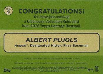 2020 Topps Heritage - Clubhouse Collection Relics Gold #CCR-AP Albert Pujols Back