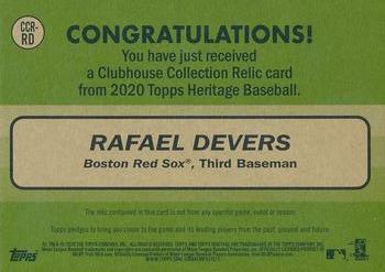 2020 Topps Heritage - Clubhouse Collection Relics Patch #CCR-RD Rafael Devers Back