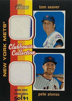 2020 Topps Heritage - Clubhouse Collection Dual Relics #CCDR-SA Pete Alonso / Tom Seaver Front