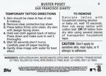 2020 Topps Heritage - 1971 Topps Baseball Tattoos #8 Buster Posey Back