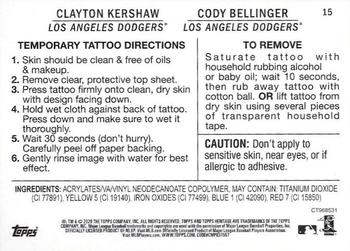 2020 Topps Heritage - 1971 Topps Baseball Tattoos #15 Cody Bellinger / Clayton Kershaw Back
