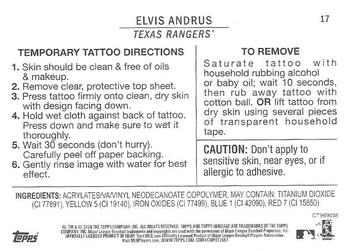 2020 Topps Heritage - 1971 Topps Baseball Tattoos #17 Elvis Andrus Back