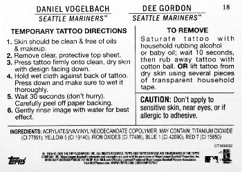 2020 Topps Heritage - 1971 Topps Baseball Tattoos #18 Dee Gordon / Daniel Vogelbach Back