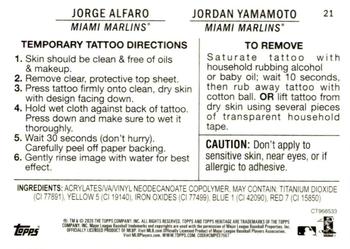 2020 Topps Heritage - 1971 Topps Baseball Tattoos #21 Jordan Yamamoto / Jorge Alfaro Back