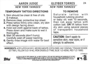 2020 Topps Heritage - 1971 Topps Baseball Tattoos #24 Gleyber Torres / Aaron Judge Back