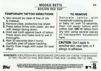 2020 Topps Heritage - 1971 Topps Baseball Tattoos #26 Mookie Betts Back
