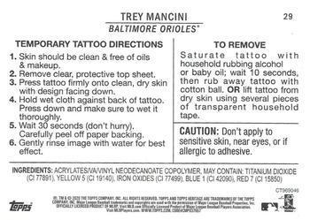 2020 Topps Heritage - 1971 Topps Baseball Tattoos #29 Trey Mancini Back
