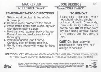 2020 Topps Heritage - 1971 Topps Baseball Tattoos #30 Jose Berrios / Max Kepler Back