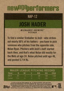 2020 Topps Heritage - New Age Performers #NAP-12 Josh Hader Back