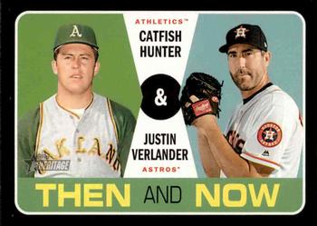 2020 Topps Heritage - Then and Now #TN-2 Catfish Hunter / Justin Verlander Front