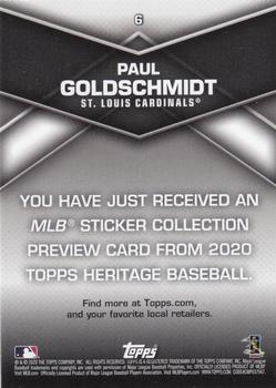 2020 Topps Heritage - 2020 MLB Sticker Collection Preview #6 Paul Goldschmidt Back