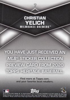 2020 Topps Heritage - 2020 MLB Sticker Collection Preview #7 Christian Yelich Back