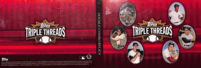 2007 Topps Triple Threads - Relics Combos Double #15 Mickey Mantle / Joe DiMaggio / Ted Williams / Ernie Banks / Yogi Berra / Stan Musial Back