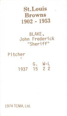 1974-75 TCMA St. Louis Browns #NNO John Blake Back