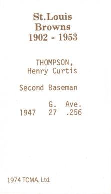1974-75 TCMA St. Louis Browns #NNO Hank Thompson Back