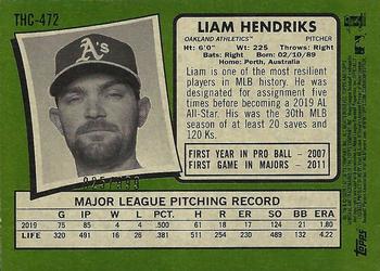 2020 Topps Heritage - Chrome Exclusives #THC-472 Liam Hendriks Back