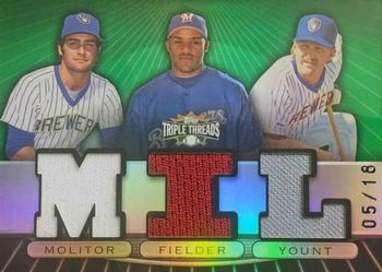 2007 Topps Triple Threads - Relics Combos Emerald #TTRC37 Paul Molitor / Prince Fielder / Robin Yount Front