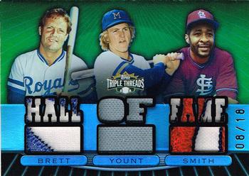 2007 Topps Triple Threads - Relics Combos Emerald #TTRC63 George Brett / Robin Yount / Ozzie Smith Front
