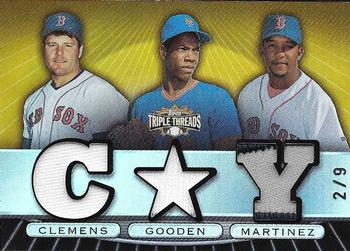 2007 Topps Triple Threads - Relics Combos Gold #TTRC53 Roger Clemens / Dwight Gooden / Pedro Martinez Front
