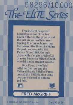 1993 Donruss - The Elite Series #19 Fred McGriff Back
