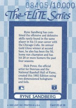 1993 Donruss - The Elite Series #20 Ryne Sandberg Back